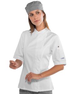 Giacca cuoco Lady Snaps mezza manica in Lyocell